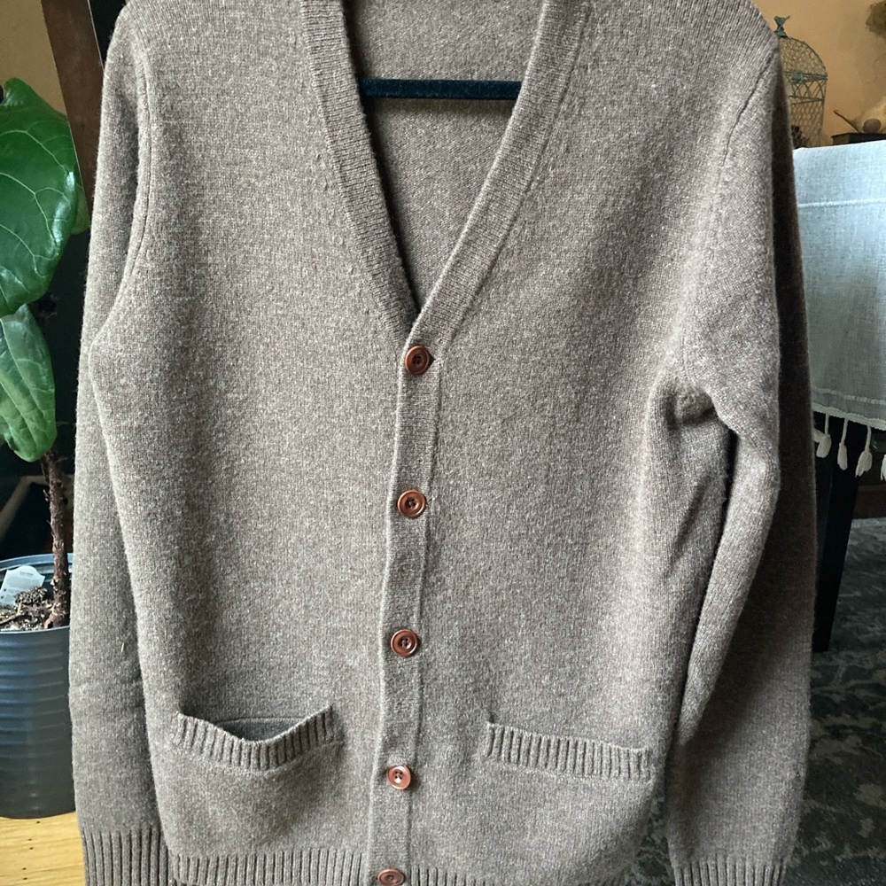 Trumaker Men's Brown Cardigan Sweater